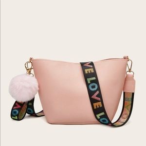Minimalist Pom Pom Decor Crossbody Bag